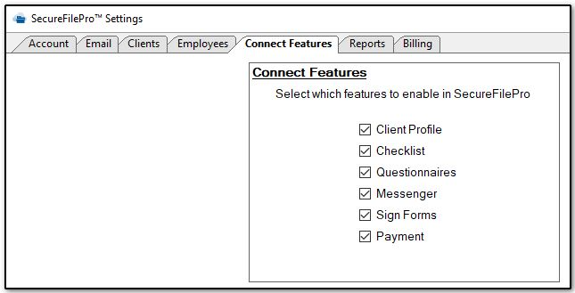 SFP Connect Features tab